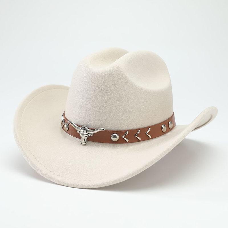 New Western cowboy hat, Tibetan wool top hat, men's and women's autumn/winter outdoor ox-head accessory, travel riding hat