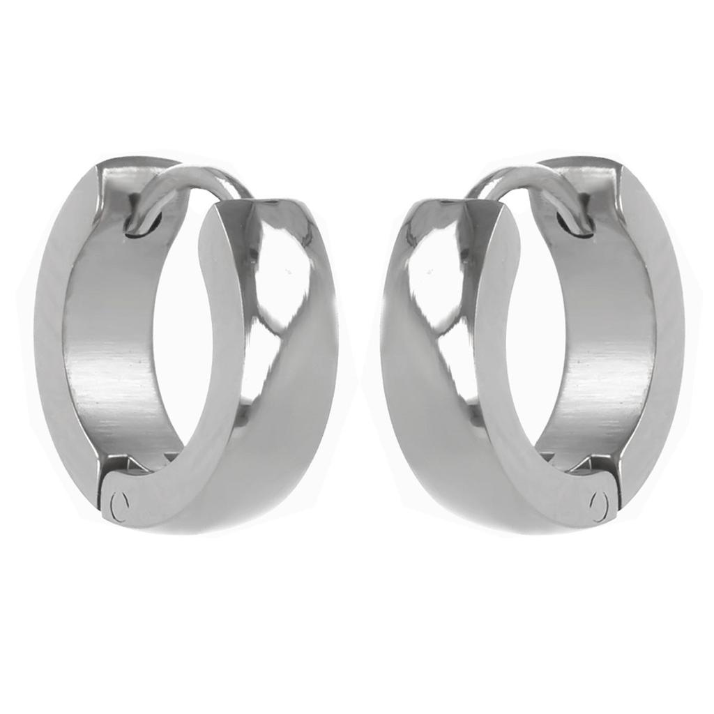 Les Trésors De Lily [R4838] - Créoles acier 'Peaceful' argenté - 12 mm 4 mm