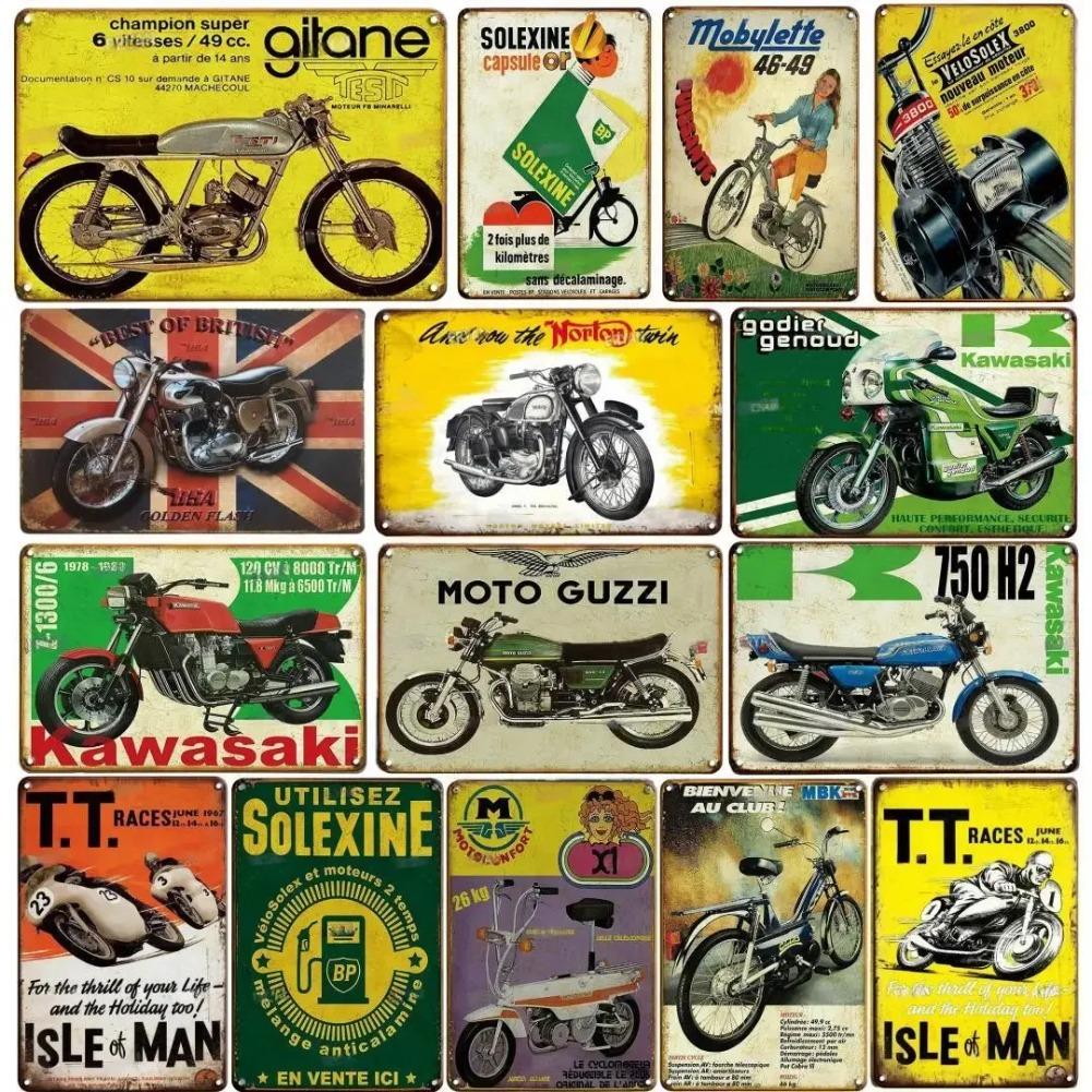 Vintage Motocykl Dekorativní Kovová Deska Plakát Rezavá Ošuntělá Plechová Značka Garáž Bar Nástěnná Dekorace Řemesla Plaketa Plechové Značky