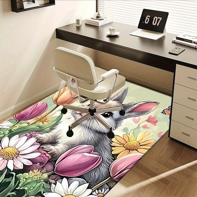Office Carpet-Spring Bunny and Flowers Design for Sofa Protection Under Chairsa310
