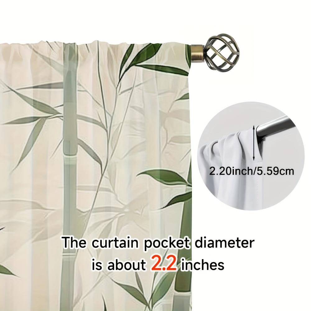 Set Of 2 Vintage Polyester Green Printed Pattern Curtains Fabric Suitable Bedroom Living Room Curtain For Made Machine Washable