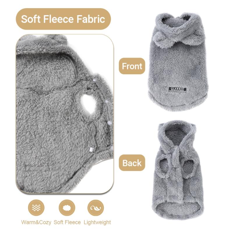 Cute Pet Hoodie with Bear Ears Plush Fleece Warm Dog Clothes for Cats and Small Medium Dogs Cozy Winter Outfit for Puppy Kitten