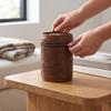 Bank Bucket Retro Carved Pattern Cylinder Portable Leather Zippered   Bank