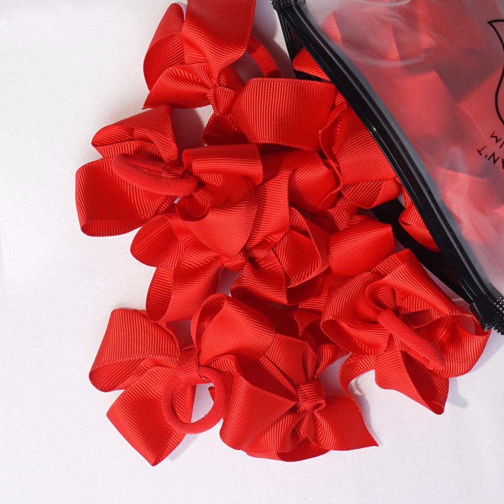 20PCS 3 Inches Baby Girls Mini Hair Bows Ties Elastic Hair Rubber Band Grosgrain Ribbon Hair Accessories for Kids Toddlers