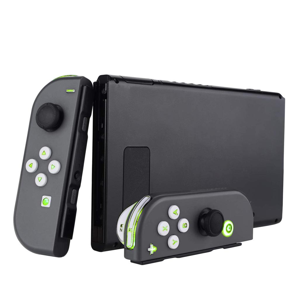 eXtremeRate Switch DFS LED 7 Colors and 9 Multicolor Illuminated ABXY Trigger Face Buttons for Switch OLED and Console Not Joy-Con Kit, Modes, &