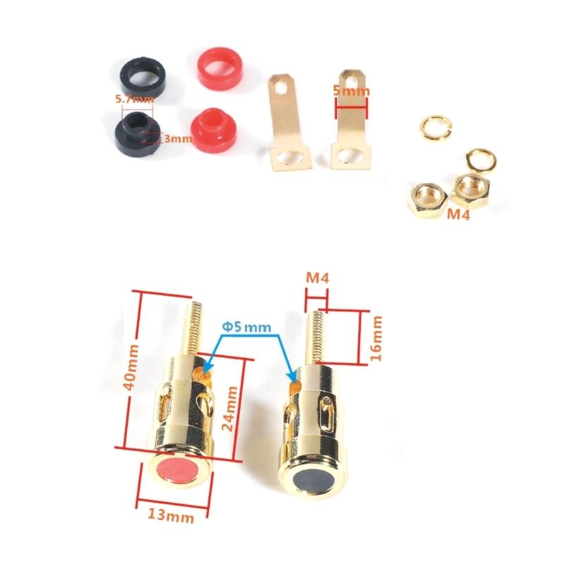 1 Pair Binding Post Connectors Grounding Column for Speakers Wire Connection Loudspeaker Cable Connectors Plugs