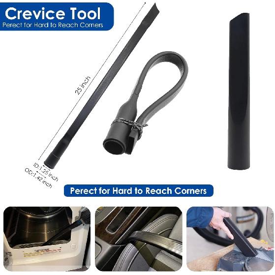 11 PCS Universal 1 1/4 Inch Vacuum Attachments Kit for Shop Vac Accessories with Vacuum Brush Attachments, Flexible Crevice Tool, Hose Adapters for 2