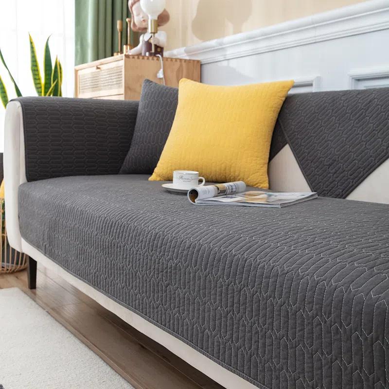Four Seasons General Cotton Breathable Non-slip Cushion Solid Color Sofa Cushion Summer Universal Modern Minimalist Style Sofa Cover