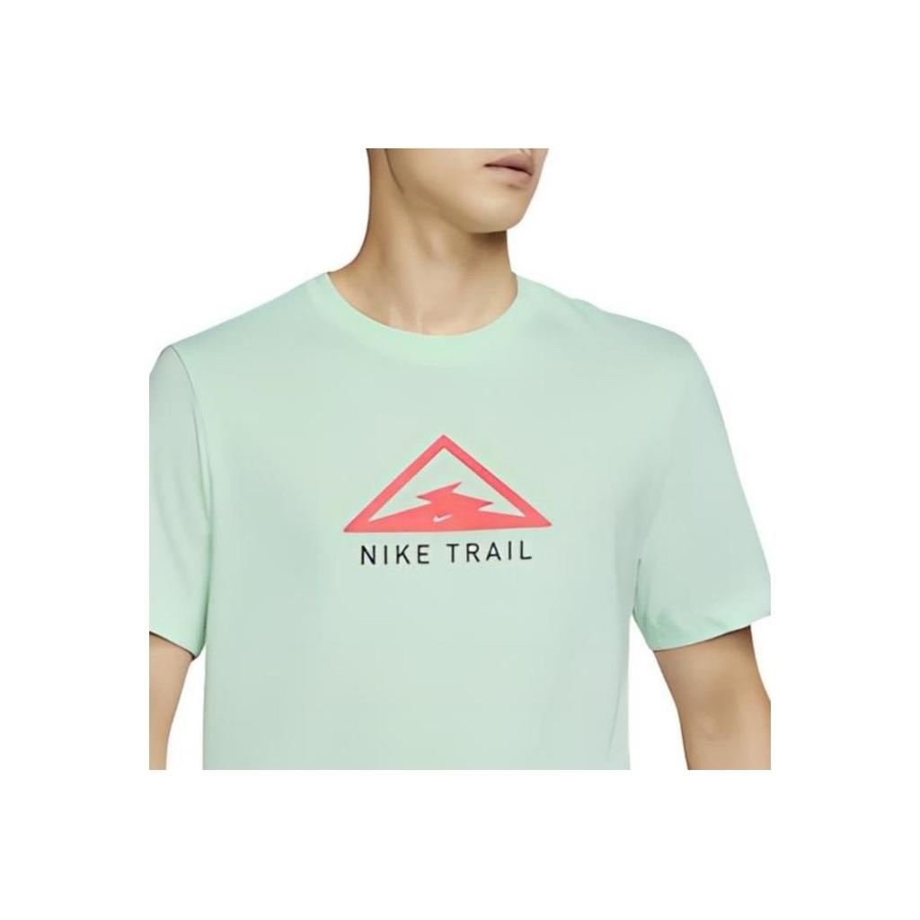 Nike Dri-FIT Trail Letter Logo Print Running Casual Breathable Crew Neck Short Sleeve T-Shirt Men Tops Mint-Green CT3858-391