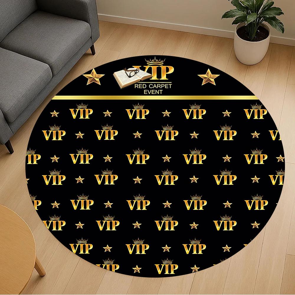 1pc VIP Red Carpet Round Chair mat Area Rug - Non-Slip, Floor Mat for Office, Bedroom, and Indoor Decor -1002260