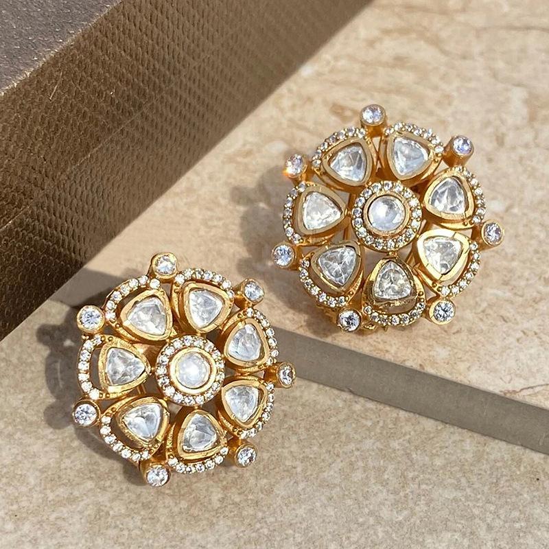 European and American Attendance Minimalist Earrings Trendy Micro Inlaid Zircon Flower Hollow Out Light Luxury Banquet Zircon