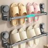 Sandal Rack Wall Mounted Shoe Organizer with Strong Suction Cup Telescopic Rod Quick Install Shelf for Bathroom