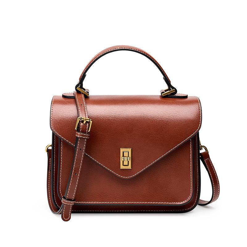 Bag Leather Cowhide New High-end Simple Fashion Temperament Women's Bag Portable Shoulder Crossbody