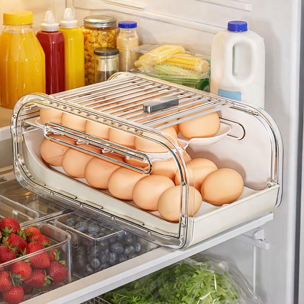 Clear Automatic Rolling Egg Holder Plastic Egg Storage Racks Egg Storage Box Home Kitchen