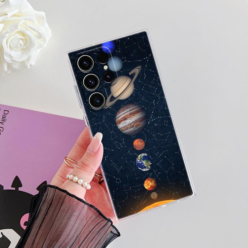 Vesmír Planeta Měsíc Hvězdy Vesmír Průhledný obal Pro Samsung Galaxy S26 S25 S24 S23 Ultra S21 FE S22 Plus S26 Ultra Kryt na telefon