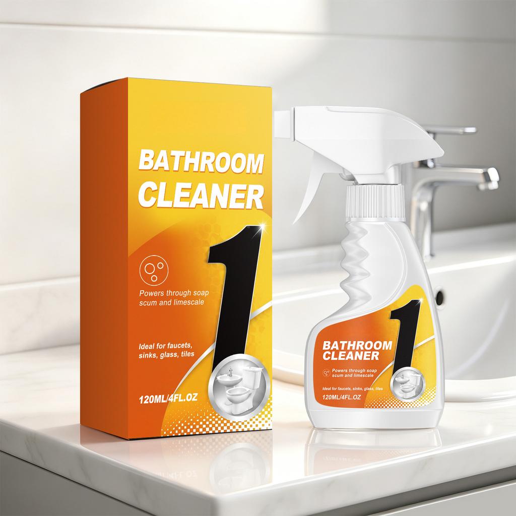 Bathroom Cleaner 120ml Spray Bottle Suitable for Faucets Sink Glass Tiles Removes Soap Scum and Hard Water Stains