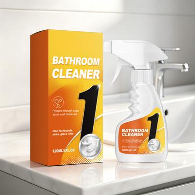 Badezimmerreiniger 120ml Sprühflasche Geeignet für Armaturen Waschbecken Glas Fliesen Entfernt Kalk und Seifenreste