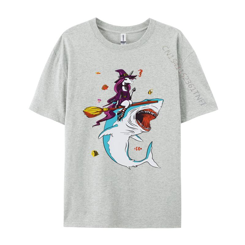 Funny Unicorn Riding Shark Halloween T Shirts Printed Tshirt Men Tee Shirt Anime Adult Man Top Shirts
