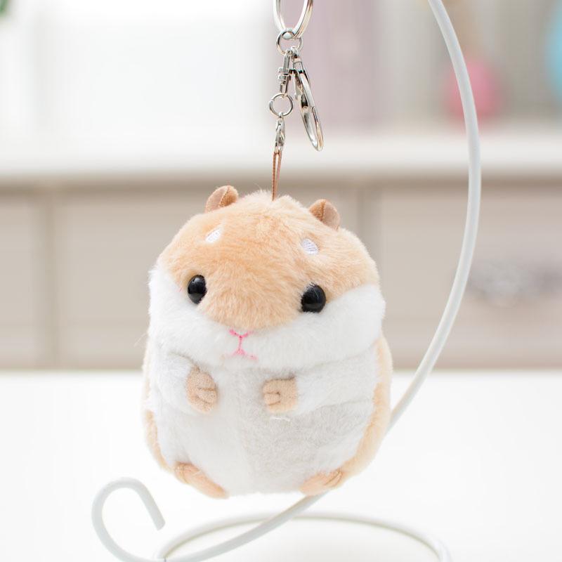 Plyšové hračky Zvířecí přívěsek na klíče Kawaii 10cm Hamster Přívěsek Klíč Batoh Panenky Přívěsek na klíče Unisex Student Nádherný dárek Kreslený přívěsek