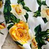 Summer Runway Fashion Rose Flower Print Bodycon Dress Women Holiday O-Neck 3/4 Sleeve Elegant Split Midi Party Dresses