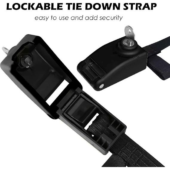 Lovinouse 2025 Upgraded 2 Pack Lockable Tie Down Strap, with 3 Stainless Steel Cables, for Lashing Locking Kayak, Bike, Surfboard, 10 Feet Each