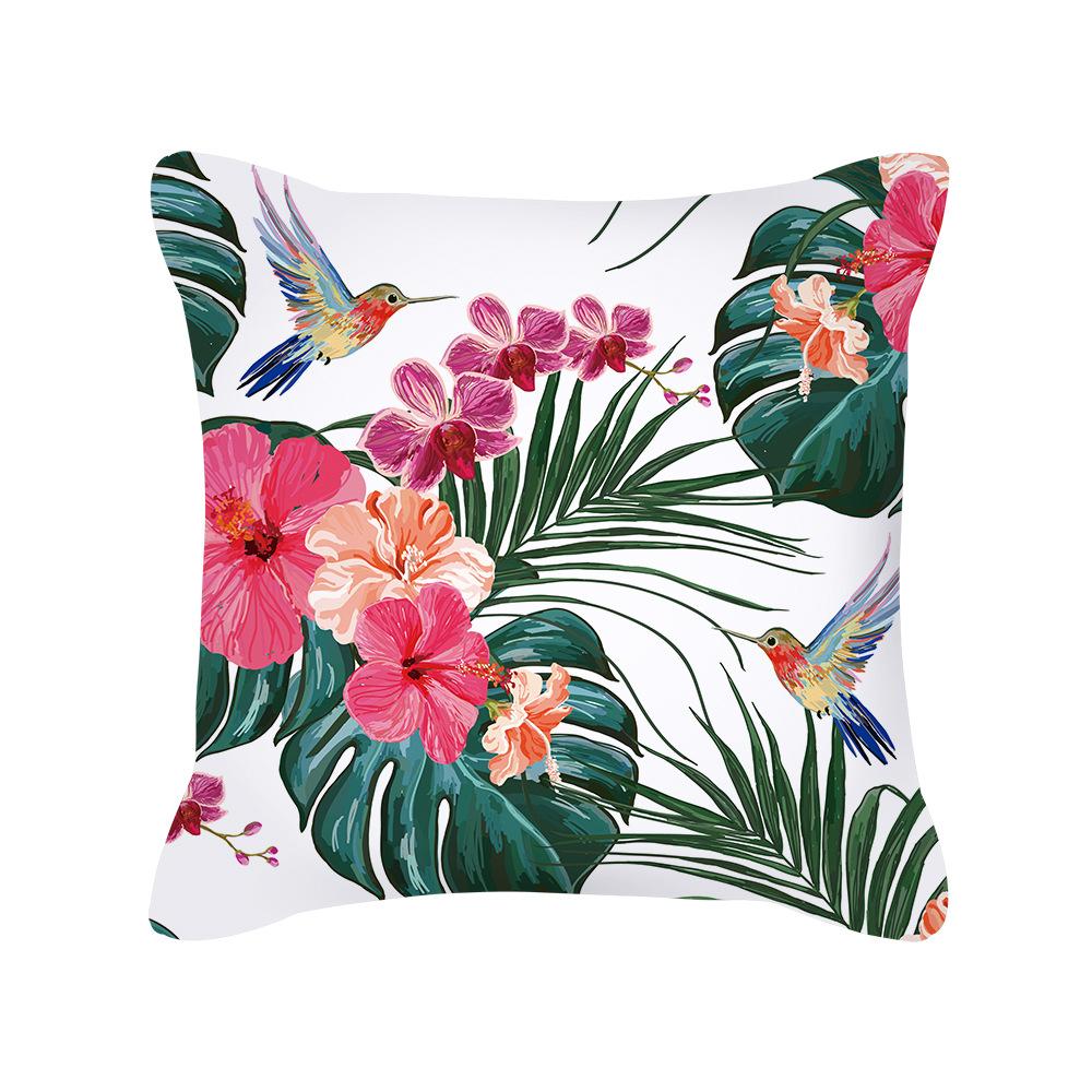 Nordic Plant Pillow Cover, Retro Flower and Bird Peach Skin Pillow Cover, Sofa Pillow, Office Cushion