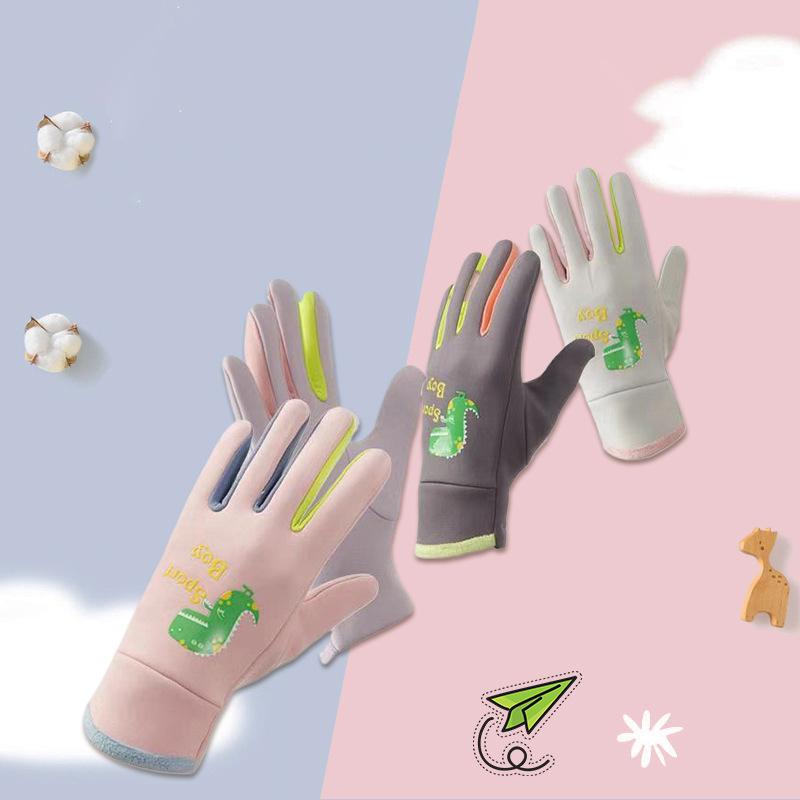 Winter Children's Gloves Cartoon Dinosaur Fluorescence Cycling Kids Warm Sports Skiing Windproof Waterproof Boys Girls Gloves