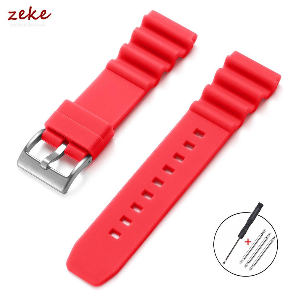 Soft Silicone Rubber Watch Strap 20mm 22mm Men Women Sport Waterproof Breathable Wrist Band Pin Buckle Bracelet for Seiko SKX007