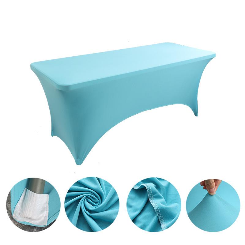 High-End Hotel Restaurant Wedding Exhibition Bar Cover Solid Color Thickened Square Tablecloth Elastic Table Cover