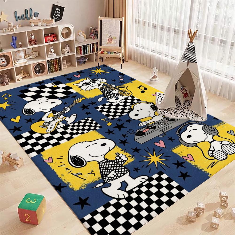 Snoopy Sweet Love Ride Rectangular Rug Nonslip Easyclean Carpet For Kids Bedroom Play Area Home Decor Great Holiday Gift
