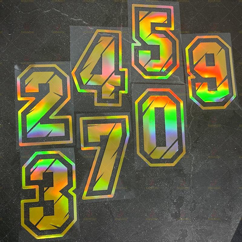 1PC Gold Laser Number 0 To 9 Motorcycle Stickers Waterproof for Motorcycle Helmet Fairing Tailbox Car Body Universal Vinyl Decal