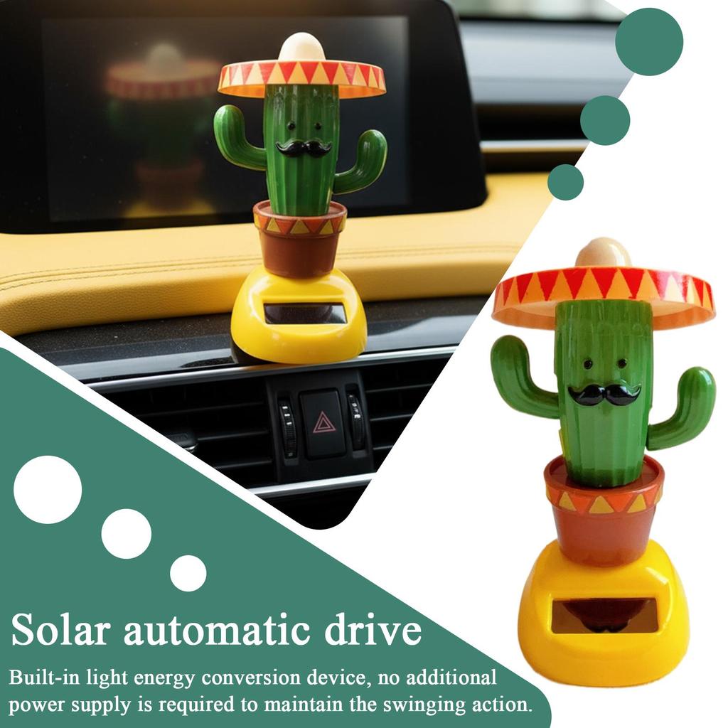 Dashboard Decor Solar Powered Funny Cactus Dancing Cute Dashboard Car Accessories For Auto Vehicle SUV Truck Sedan Driver