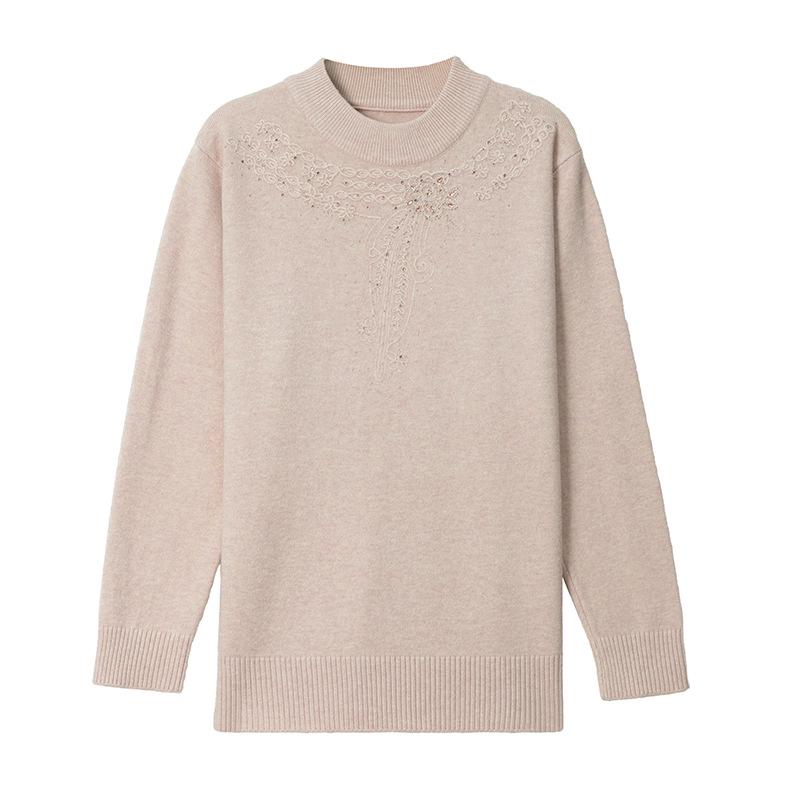 Autumn Thick Knit Lapel Sweater for Middle-Aged Women 50+