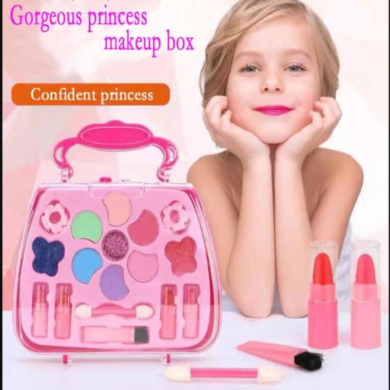 32Pcs Kids Makeup Toys Girls Real Makeup Kit Washable Non-Toxic Makeup Toy Set Retro Beauty Makeup