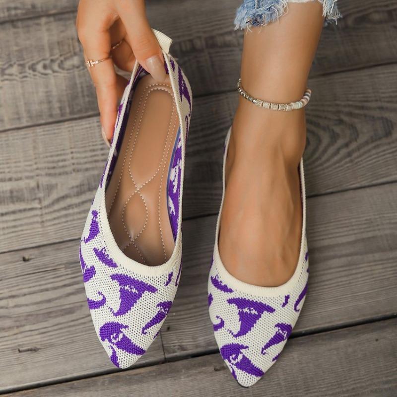 Specialized for Halloween Pumpkin-style Women's Casual Low-cut Pointed-toe Slip-on Lace-up Shoes