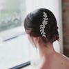 European & American Bridal Rhinestone Leaf Hair Comb - Elegant Multi-Tooth Alloy Accessory