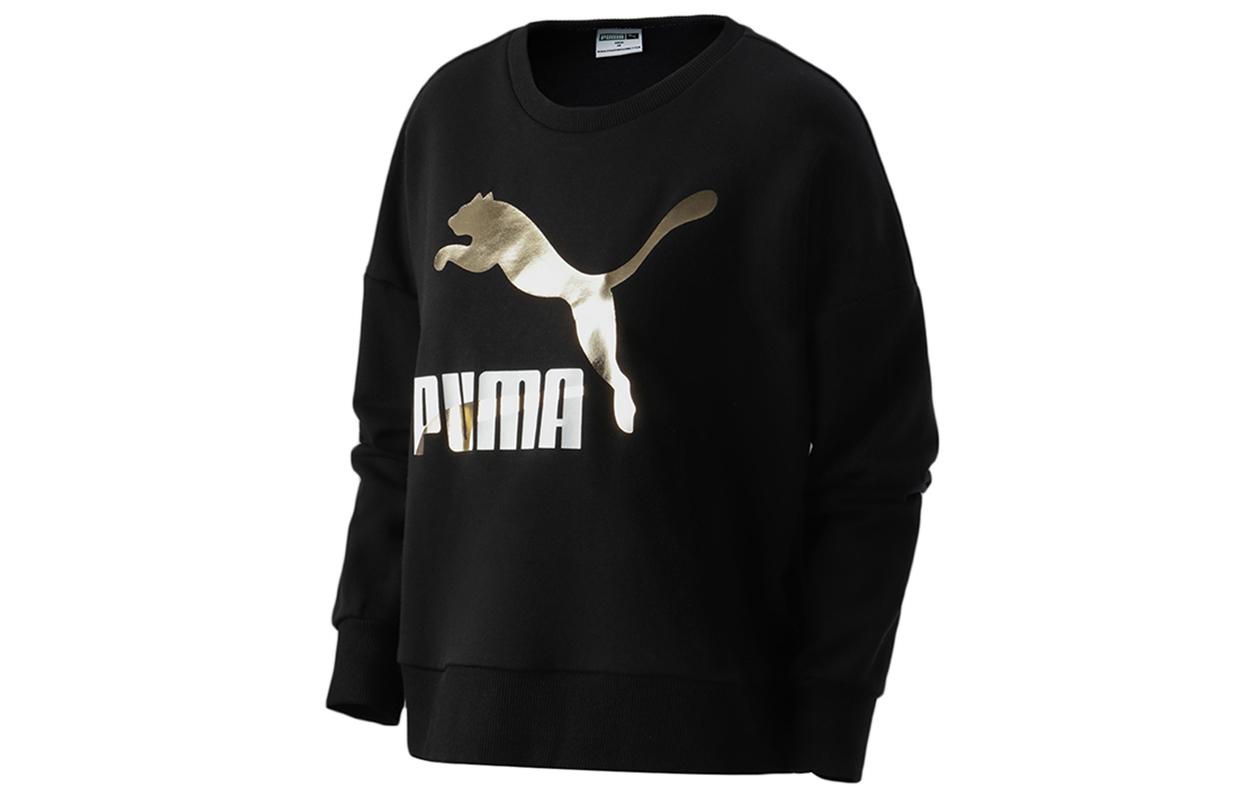 PUMA Sweatshirts Women s Black Crew Neck Moderate Regular 531382-51 S