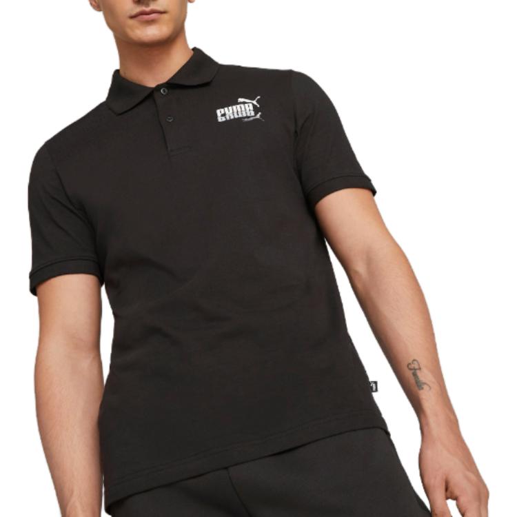 Puma Polo z krótkim rękawem z nadrukiem logo Męskie topy Czarny 677139-01
