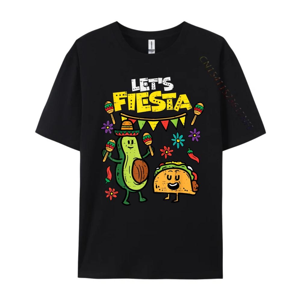 Lets Fiesta Taco Avocado Funny Cinco De Mayo Mexican Party Grey Shirt Graphic Tee Couples Casual Everyday Band Tshirts Creative