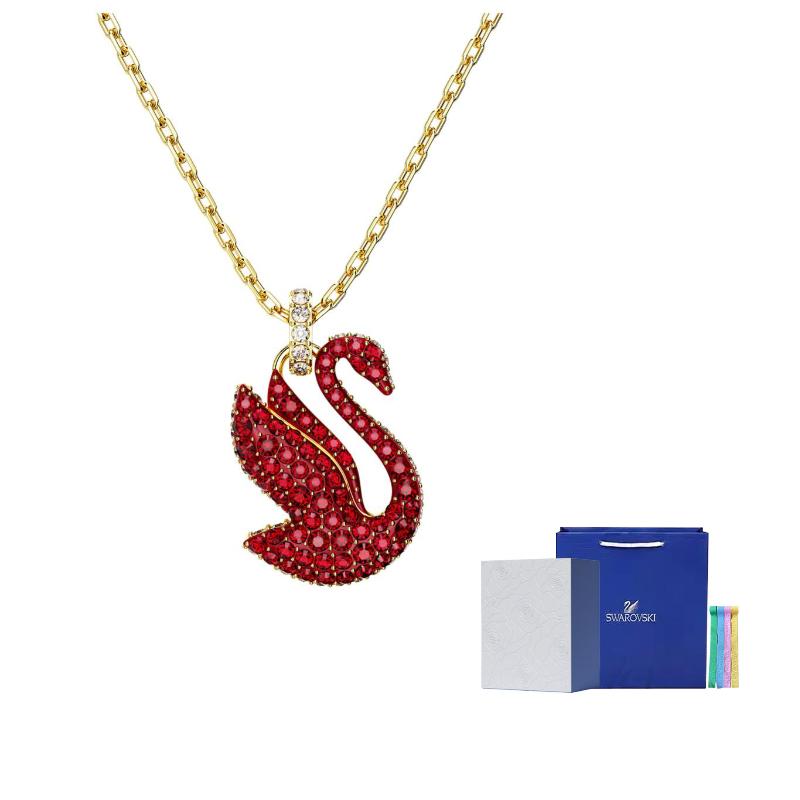 Swarovski Swan Necklaces Womens Red M-Camellia Embossed Gift Box