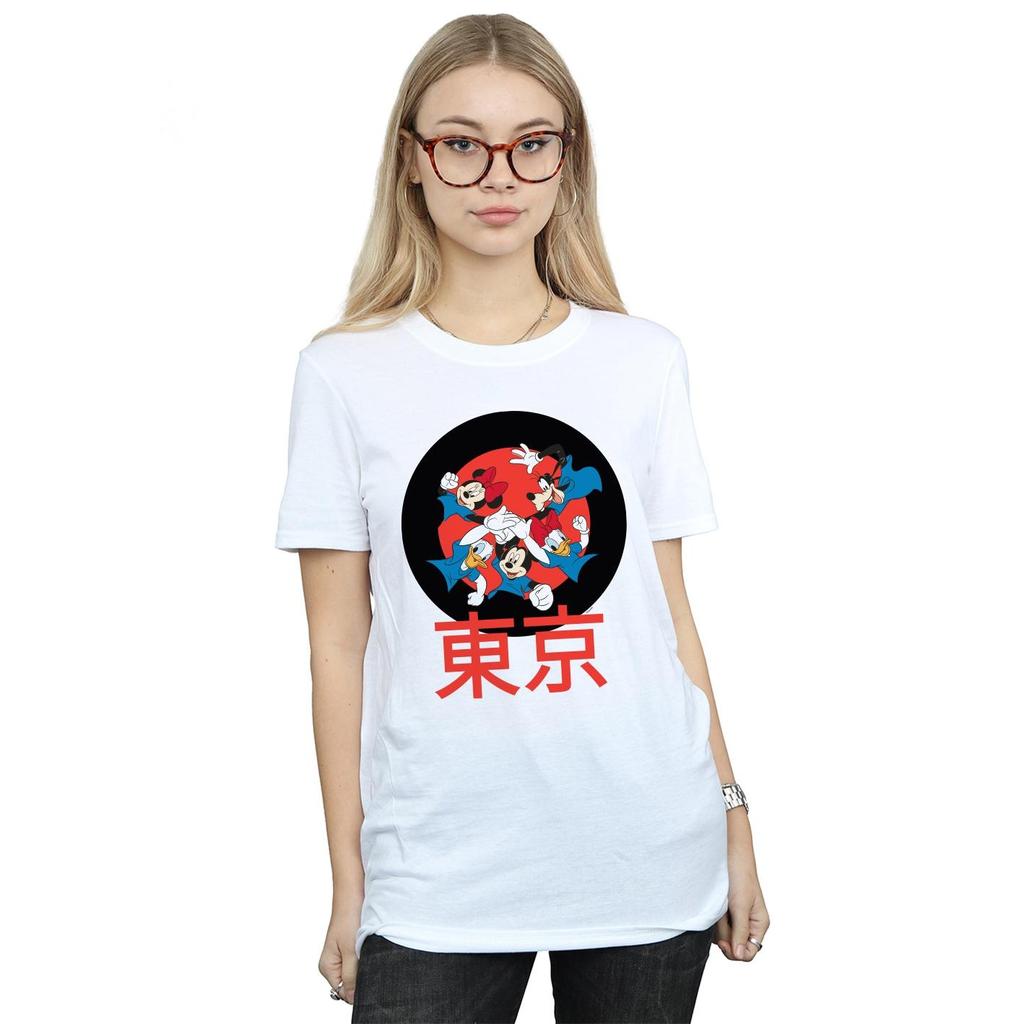 Disney Womens/Ladies Mickey Mouse Team Huddle Cotton Boyfriend T-Shirt