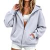 Unisex Color Zip-Up Lined Hoodie Sweatshirt for Couples