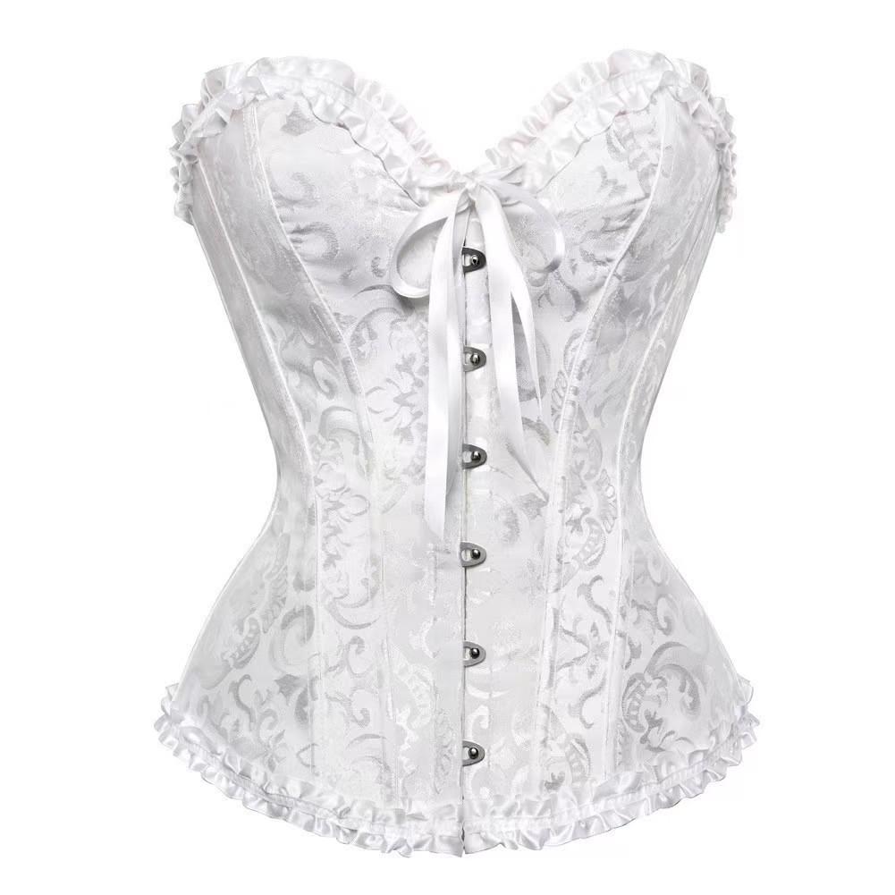 Body Corset Grande Taille Sans Bretelles à Lacets avec Serre-Taille Vintage - Sous-vêtements Robe de Mariée Femme