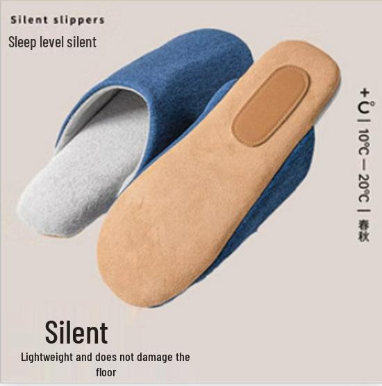 U-Tone Japanische Geräuschlose Baumwollpantoffeln mit Weicher Sohle für Damen und Herren