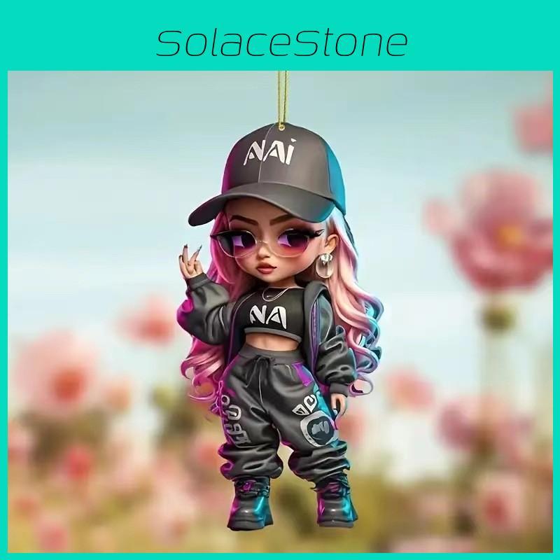 Car Mirror Hanging Acrylic Decorative Girl Series Cartoon Style For Vehicle Interior Decor