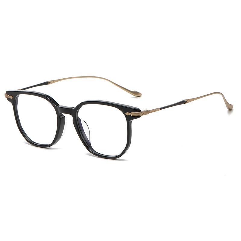 

Japanese Design Handmade Acetate + Titanium Glasses Frame Ultralight Men Eyewear Enchase Temple Polygonal Circle Spectacles Demo Lens