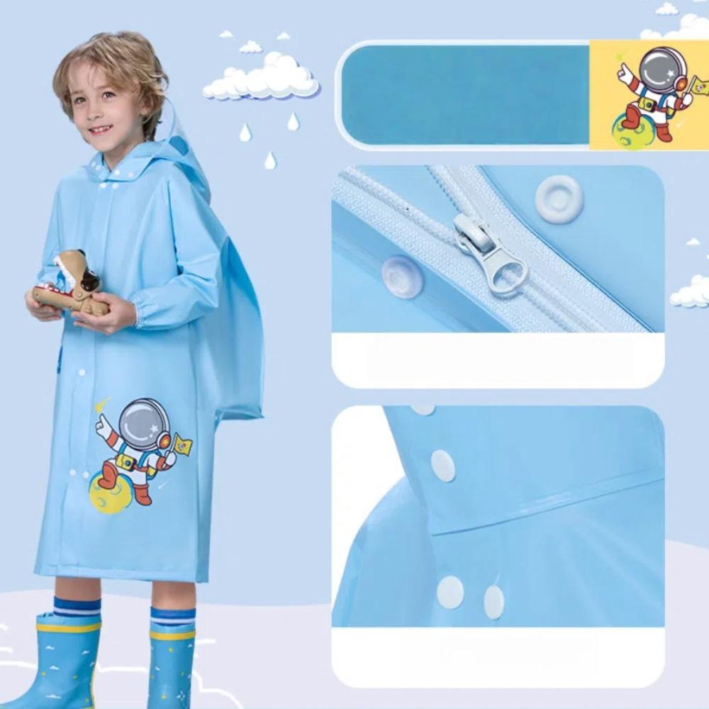 

Водонепроницаемый детский дождевик ПВХ куртка Детский плащ с местом для школьного ранца Мультяшный кролик астронавт Дождевое пончо XL синий