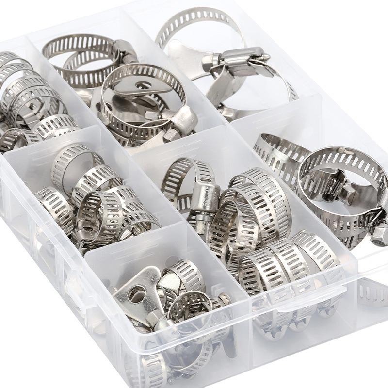 41PCS 304 Stainless Steel Hand-Tightened Hose Clamp Set with Cross-Handle