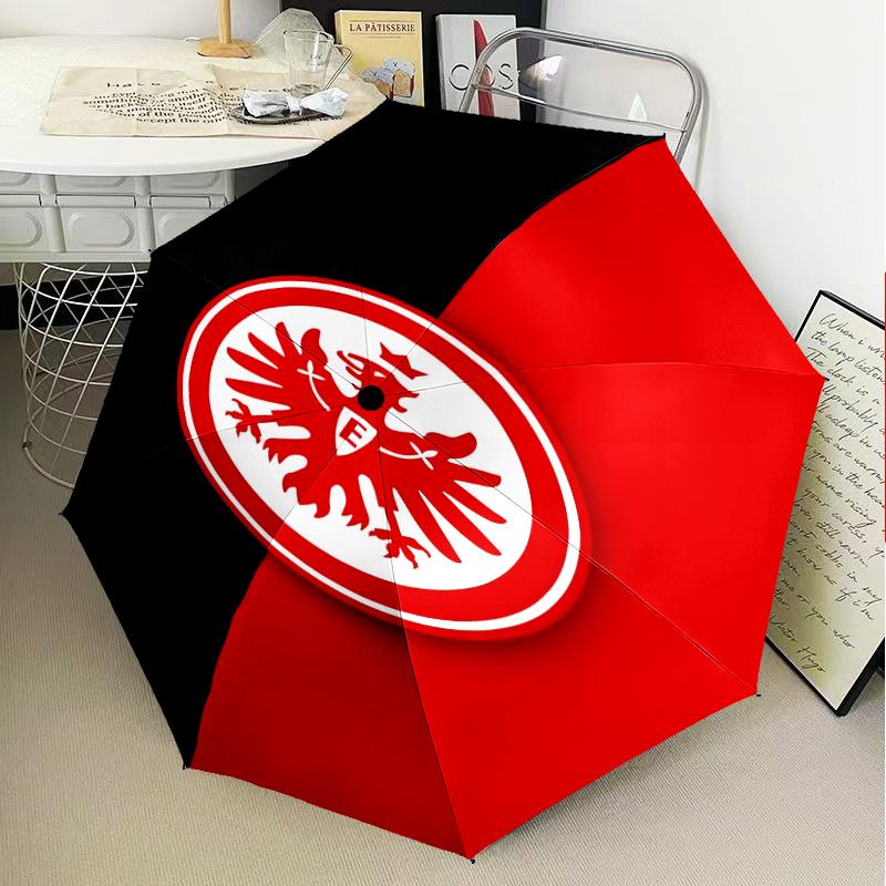 Eintracht Frankfurt Wappen Regenschirm Klappschirm, Automatikschirm 8-Speichen für Reisen, Camping Nutzung Geschenk für Halloween Weihnachten