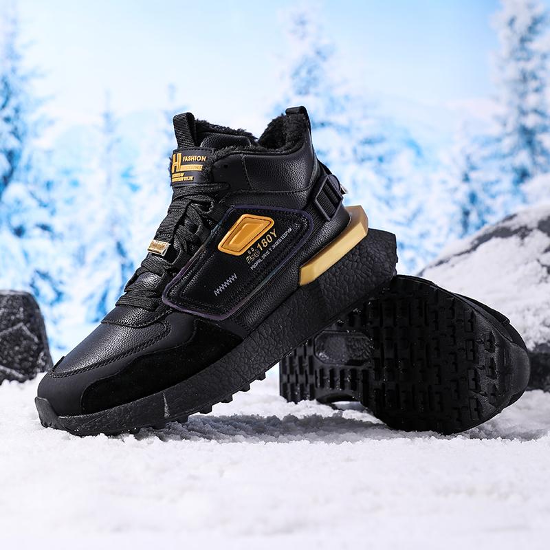 Fashion 2024 New Winter Men Boots  Slippers Warm Men Shoes Waterproof Non-Slip Plush Sneakers Male  Leather Boots Plus Size  45